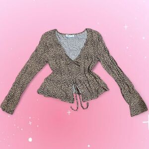 Leopard Print Hollister Babydoll Top Size Small Y2K